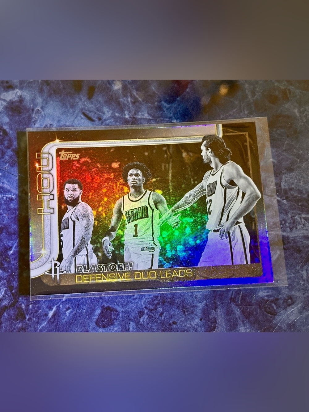 Topps NBA BLASTOFF! DEFENSIVE DUO LEADS Blackout Topps Card